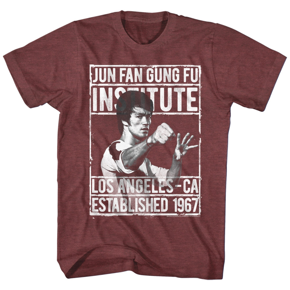 Bruce Lee Mens S/S T-Shirt - Institute2 - Heather Vintage Maroon Heather Hoodie, Sweatshirt | CiraTrend.com