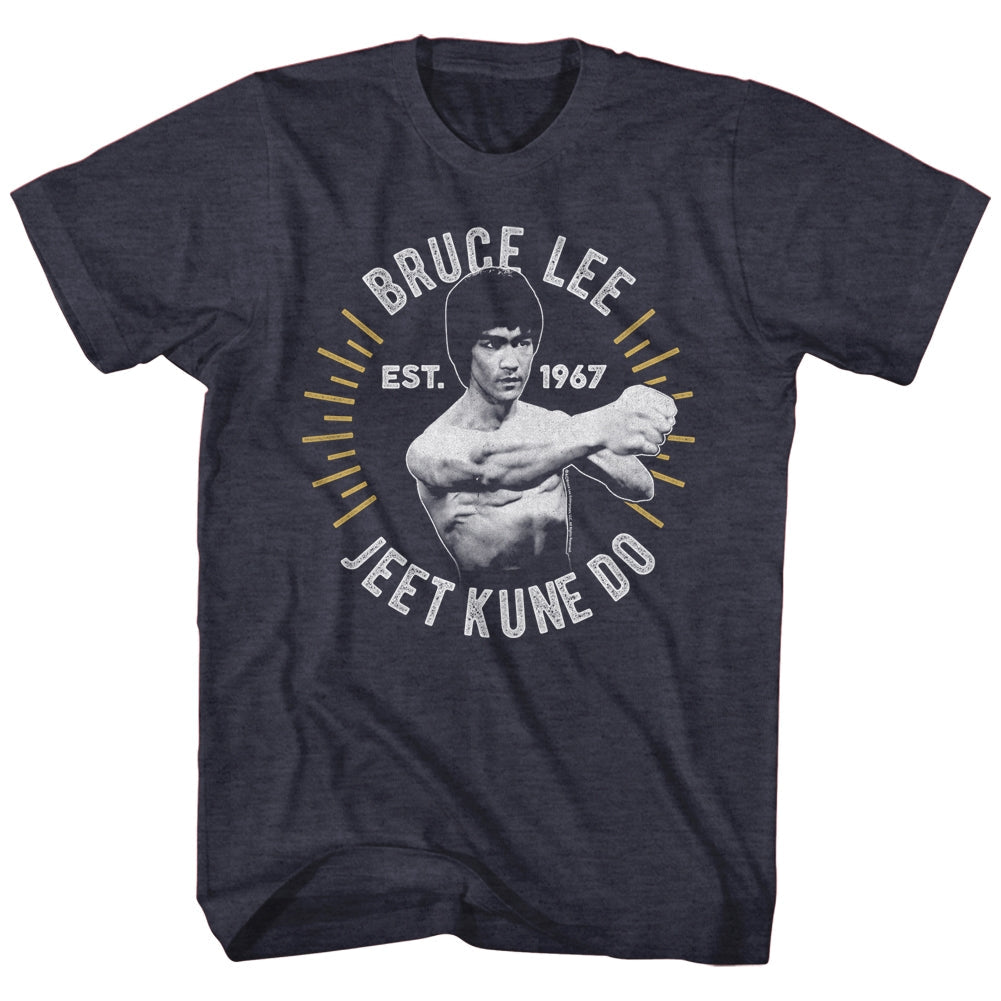 Bruce Lee Mens S/S T-Shirt - Circle Burst - Heather Navy Heather Hoodie, Sweatshirt | CiraTrend.com
