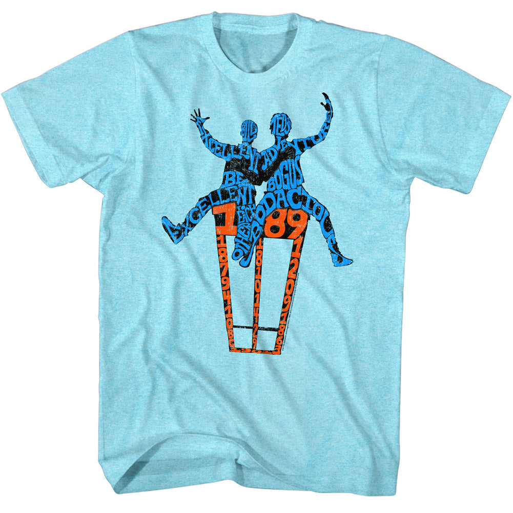 Bill And Ted Mens S/S T-Shirt - Words On A Shirt - Heather Light Blue Heather Hoodie, Sweatshirt | CiraTrend.com