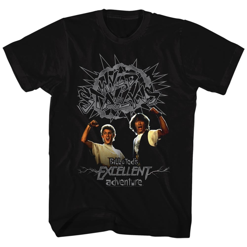 Bill And Ted Mens S/S T-Shirt - Gray Wyld Stalyns - Solid Black Hoodie, Sweatshirt | CiraTrend.com