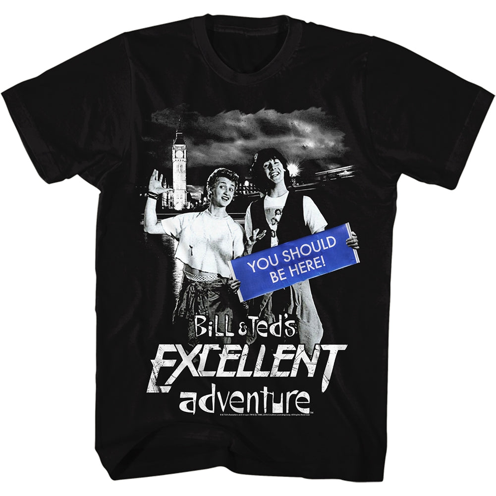 Bill And Ted Mens S/S T-Shirt - You Should Be Here - Solid Black Hoodie, Sweatshirt | CiraTrend.com
