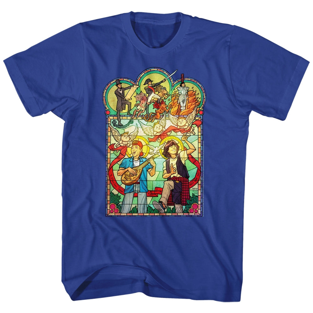 Bill And Ted Mens S/S T-Shirt - Stained Glass - Solid Royal Hoodie, Sweatshirt | CiraTrend.com
