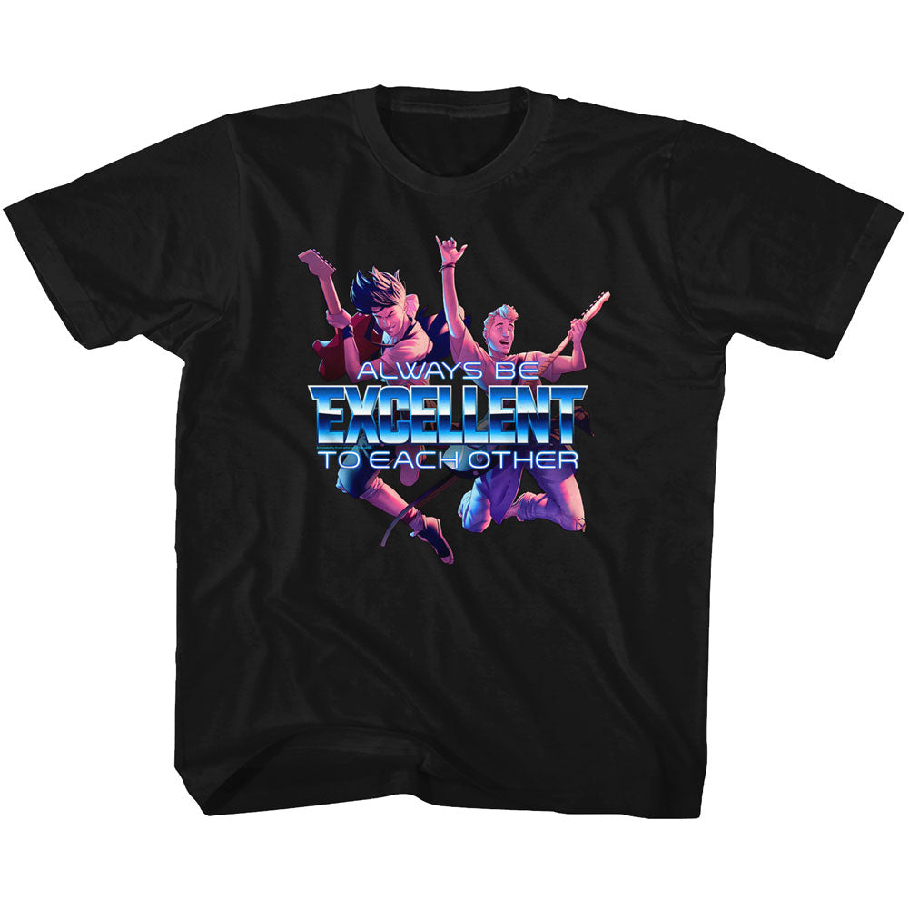 Bill And Ted Youth S/S T-Shirt - Always Excellent - Solid Black Hoodie, Sweatshirt | CiraTrend.com