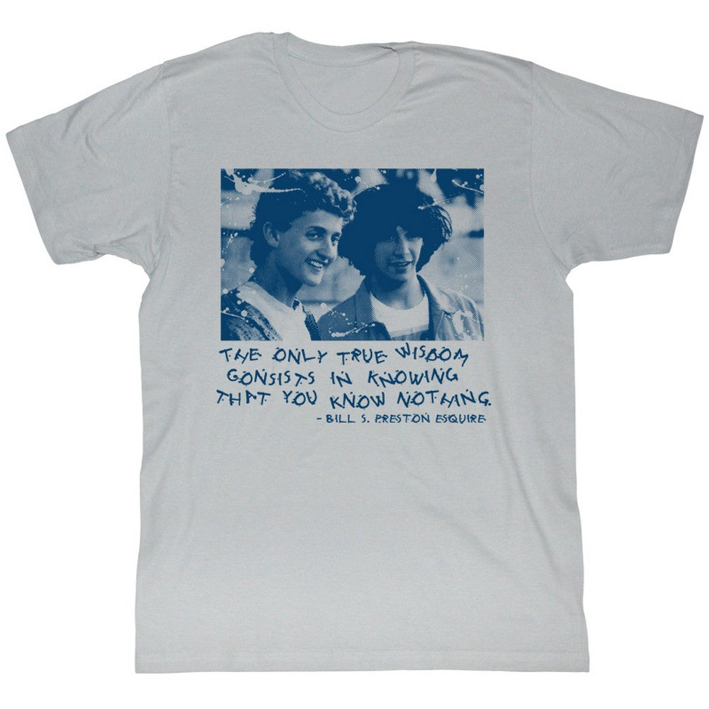 Bill And Ted Mens S/S T-Shirt - Knowing Nothing Halftone - Solid Silver Hoodie, Sweatshirt | CiraTrend.com