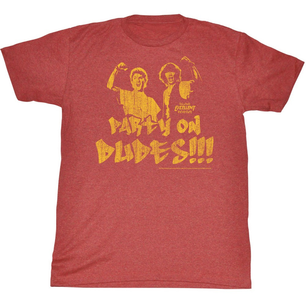 Bill And Ted Mens S/S T-Shirt - Party On Fade - Heather Red Heather Hoodie, Sweatshirt | CiraTrend.com
