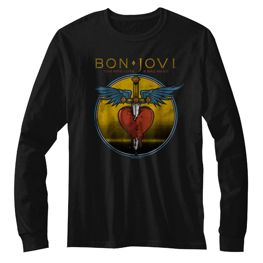 Bon Jovi Mens L/S T-Shirt - Bad Name - Solid Black Hoodie, Sweatshirt | CiraTrend.com