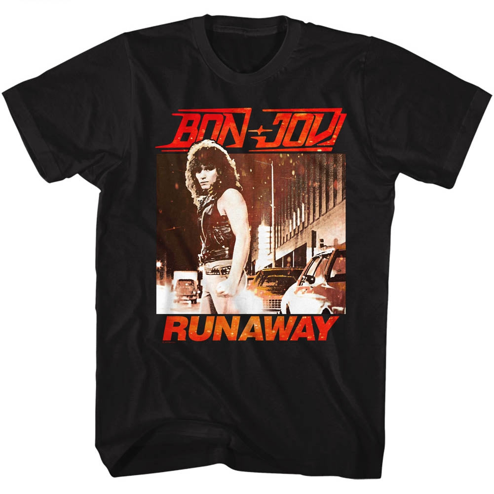 Bon Jovi Mens S/S T-Shirt - Runaway - Solid Black Hoodie, Sweatshirt | CiraTrend.com