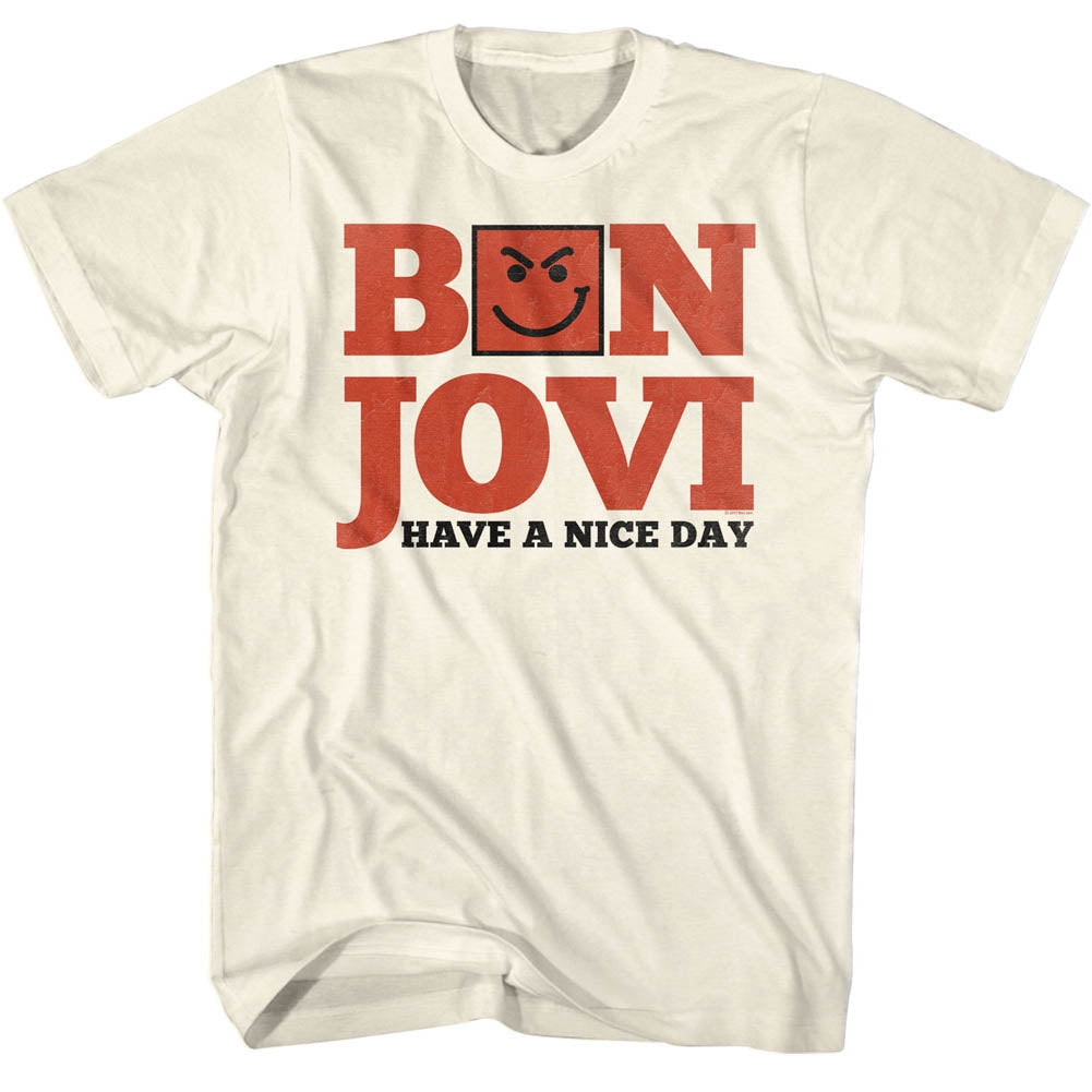 Bon Jovi Mens S/S T-Shirt - Have A Nice Day - Solid Natural Hoodie, Sweatshirt | CiraTrend.com