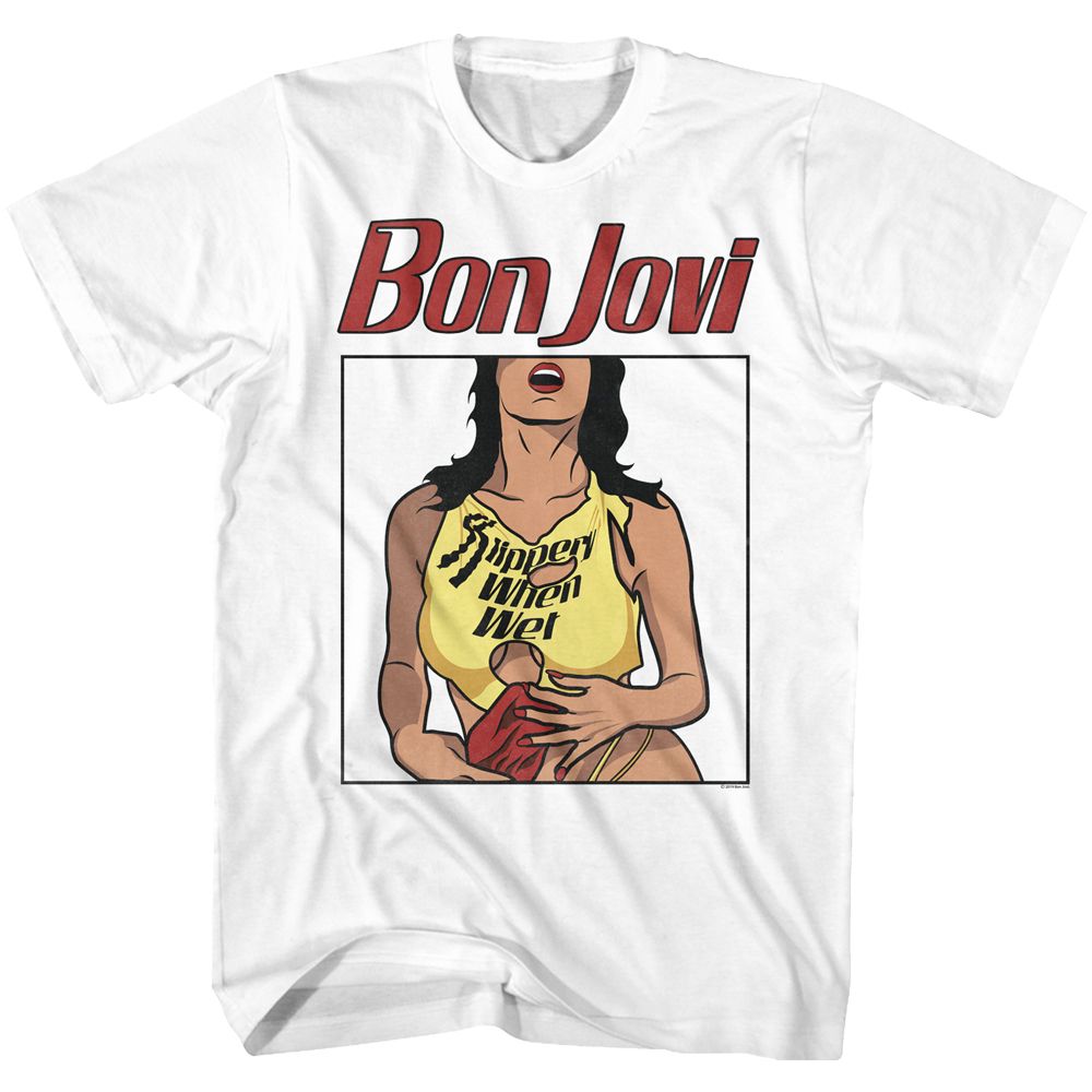 Bon Jovi Slippery When Wet Illustrated Girl T-Shirt Hoodie, Sweatshirt | CiraTrend.com