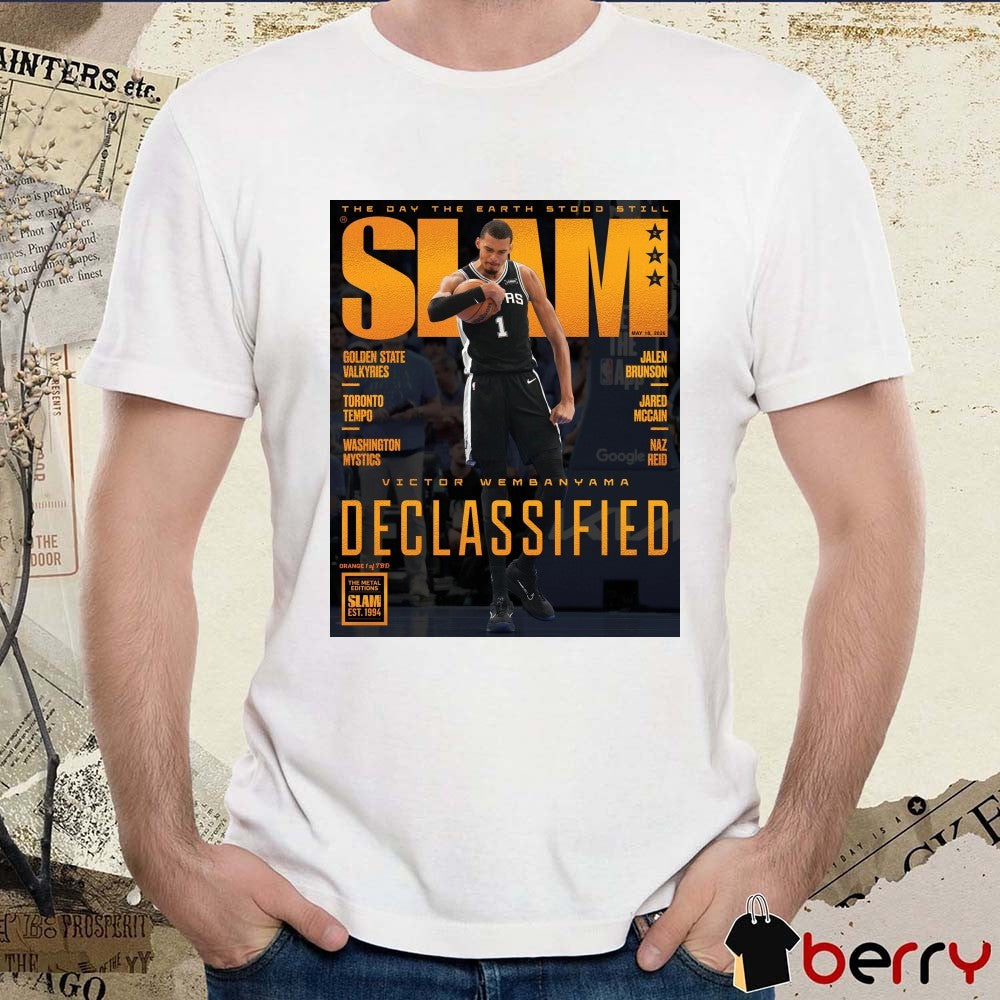 Orange Metal SLAM 262 The Bay The Earth Stood Still Victor Wembanyama Declassified San Antonio Spurs Magazine t-shirt