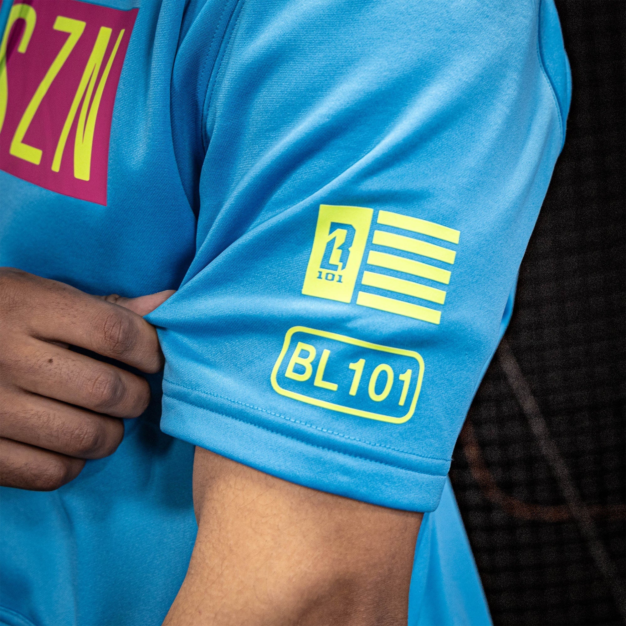 BSBL-SZN Youth Short Sleeve Hoodie V2 - Highlighter Blue