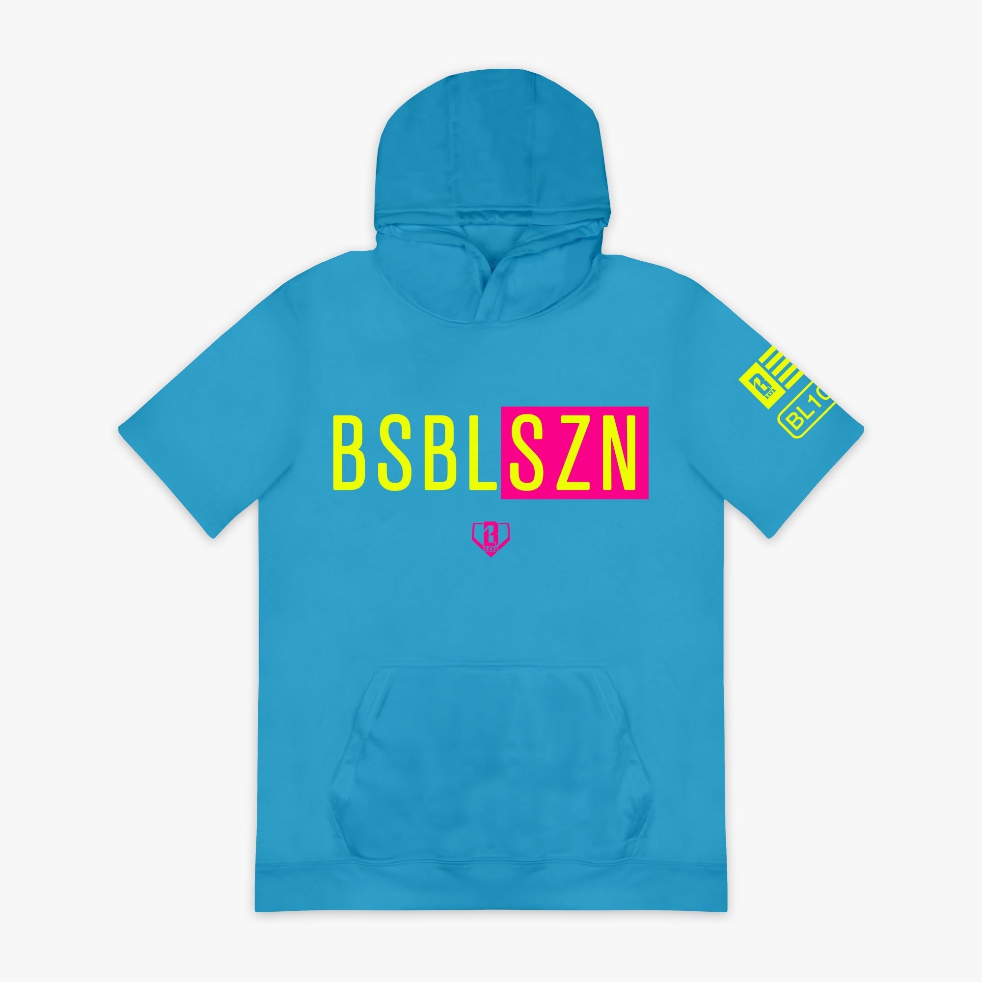 BSBL-SZN Youth Short Sleeve Hoodie V2 - Highlighter Blue