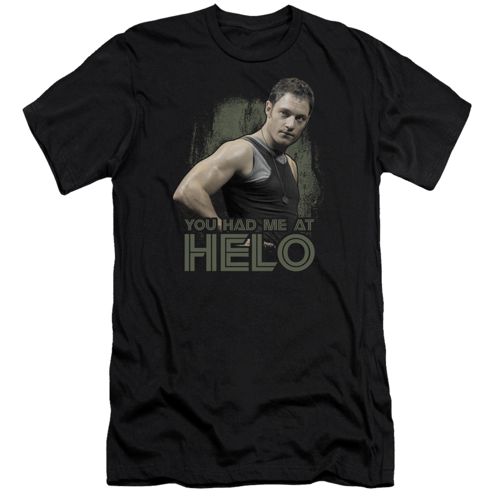 Battlestar Galactica Had Me At Helo - Men's Premium Slim Fit T-Shirt Hoodie, Sweatshirt | CiraTrend.com