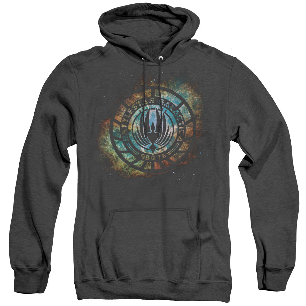 Batlestar GalACtica (New) Emblem Knock Out Heather Mens Hoodie Black T-Shirts, Sweatshirt | CiraTrend.com