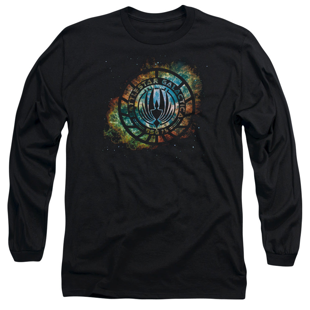 Batlestar GalACtica (New) Emblem Knock Out Mens Long Sleeve Shirt Black Hoodie, Sweatshirt | CiraTrend.com