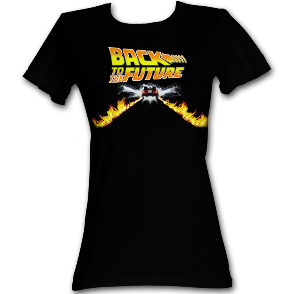 Back To The Future Girls Juniors S/S T-Shirt - Btf Car - Solid Black Hoodie, Sweatshirt | CiraTrend.com