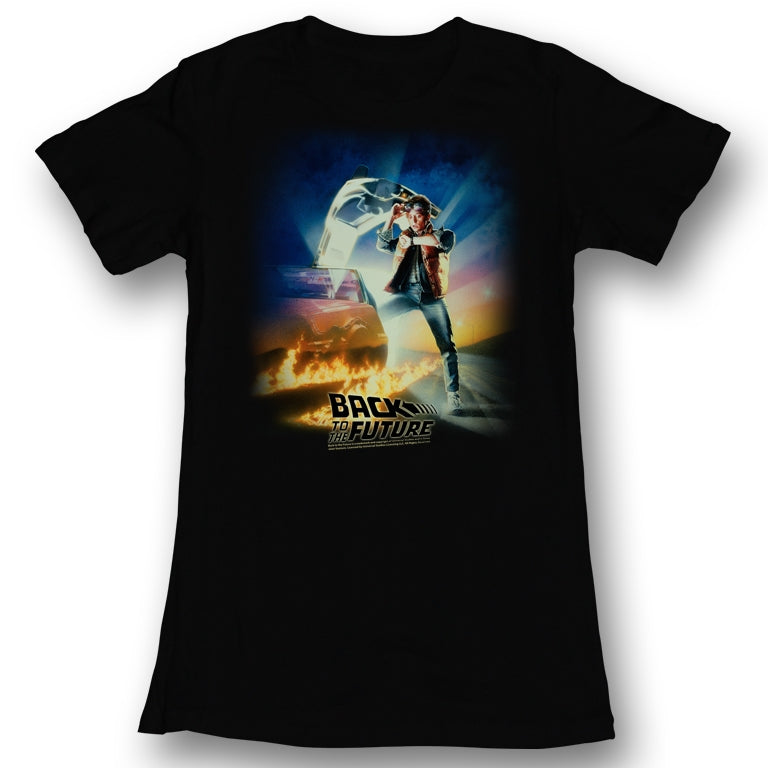 Back To The Future Girls Juniors S/S T-Shirt - Btf Poster - Solid Black Hoodie, Sweatshirt | CiraTrend.com