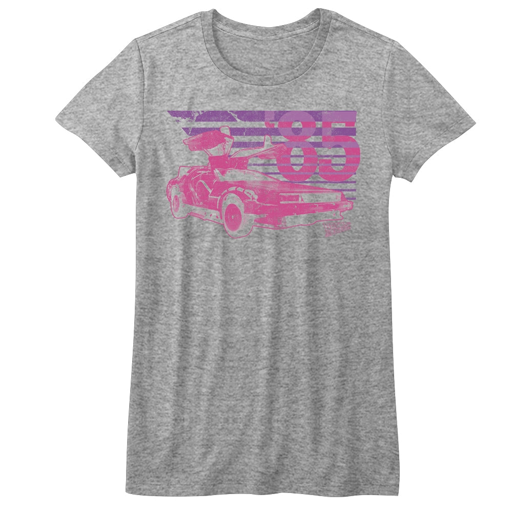 Back To The Future Girls Juniors S/S T-Shirt - Car - Heather Gray Heather Hoodie, Sweatshirt | CiraTrend.com