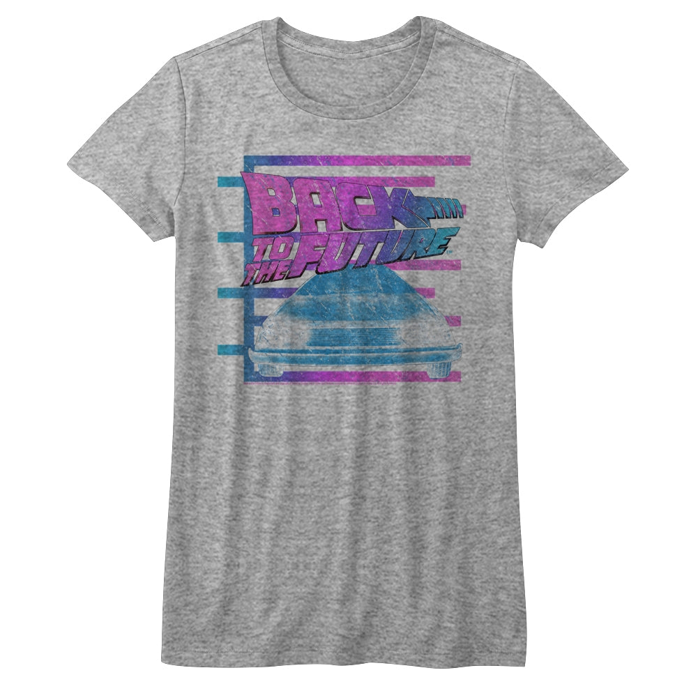 Back To The Future Girls Juniors S/S T-Shirt - Barred Future - Heather Gray Heather Hoodie, Sweatshirt | CiraTrend.com