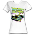 Back To The Future Girls Juniors S/S T-Shirt - Btf Neon - Solid White Hoodie, Sweatshirt | CiraTrend.com