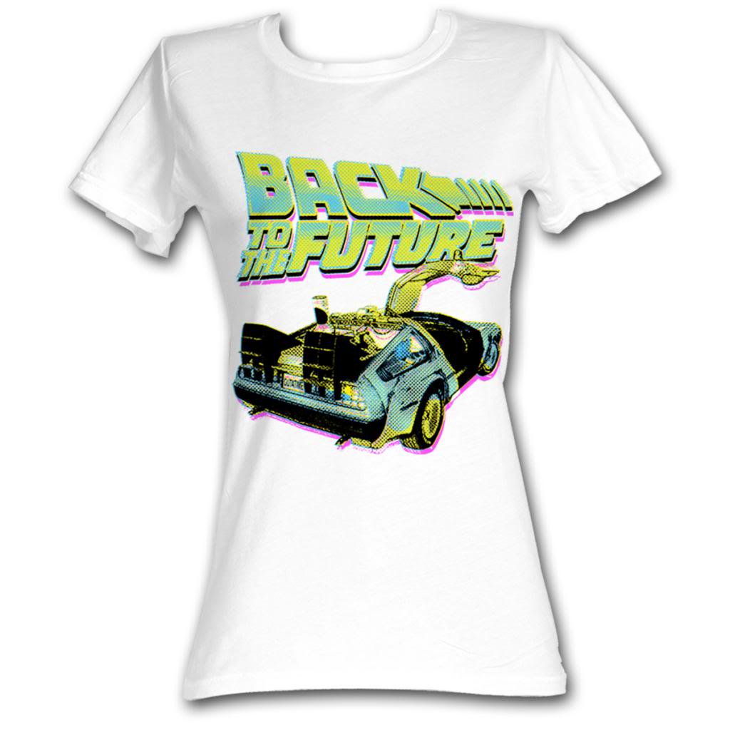 Back To The Future Girls Juniors S/S T-Shirt - Btf Neon - Solid White Hoodie, Sweatshirt | CiraTrend.com