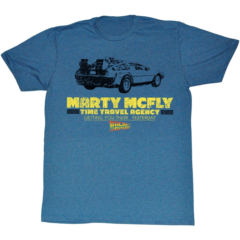 Back To The Future Mens S/S T-Shirt - Time In A Car - Heather Pacific Blue Heather Hoodie, Sweatshirt | CiraTrend.com