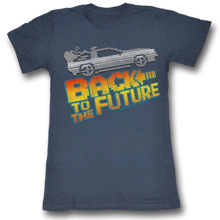 Back To The Future Girls Juniors S/S T-Shirt - 8Bit To The Future - Solid Navy Hoodie, Sweatshirt | CiraTrend.com