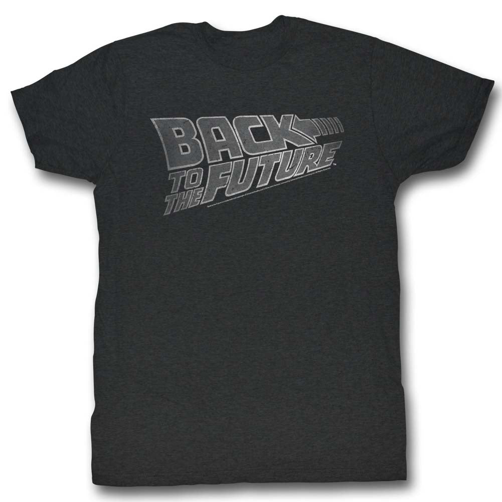 Back To The Future Mens S/S T-Shirt - Logo White - Heather Black Heather Hoodie, Sweatshirt | CiraTrend.com