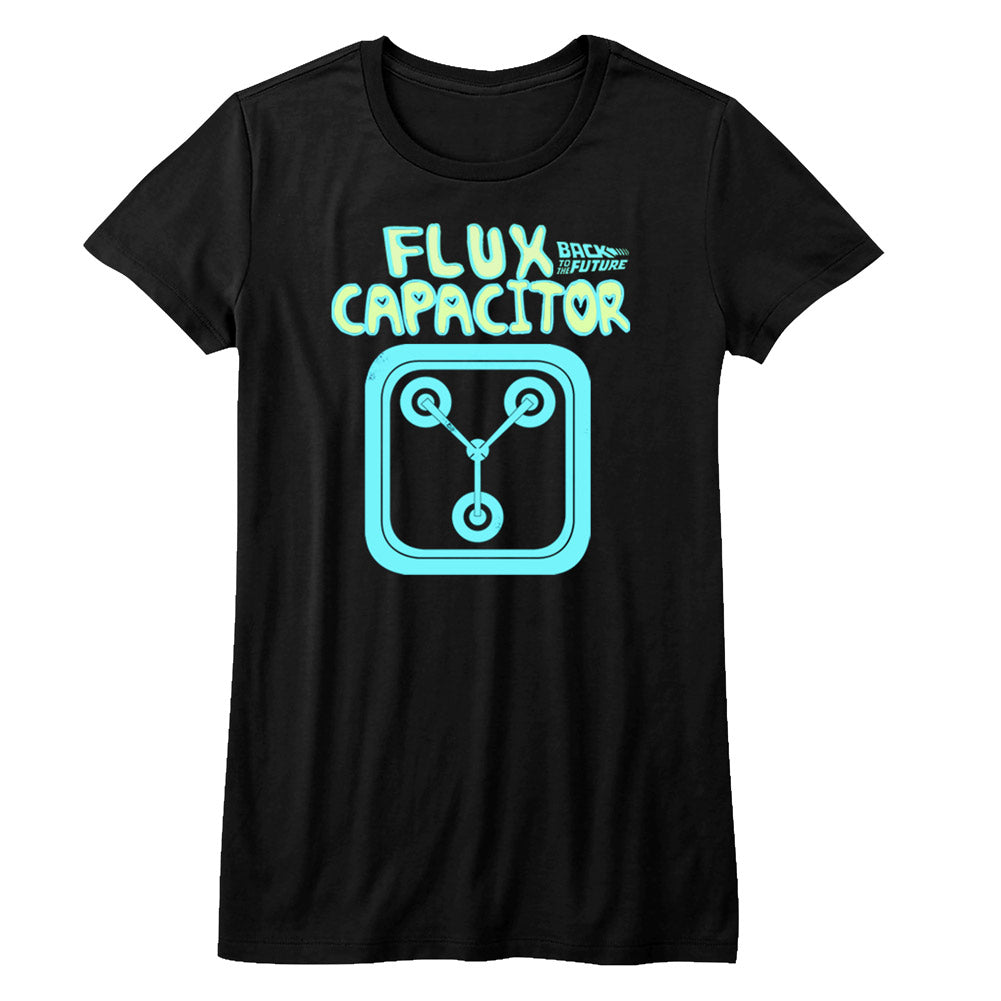 Back To The Future Girls Juniors S/S T-Shirt - Flux - Solid Black Hoodie, Sweatshirt | CiraTrend.com