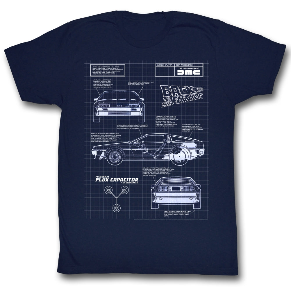 Back To The Future Mens S/S T-Shirt - Blueprint - Solid Navy Hoodie, Sweatshirt | CiraTrend.com