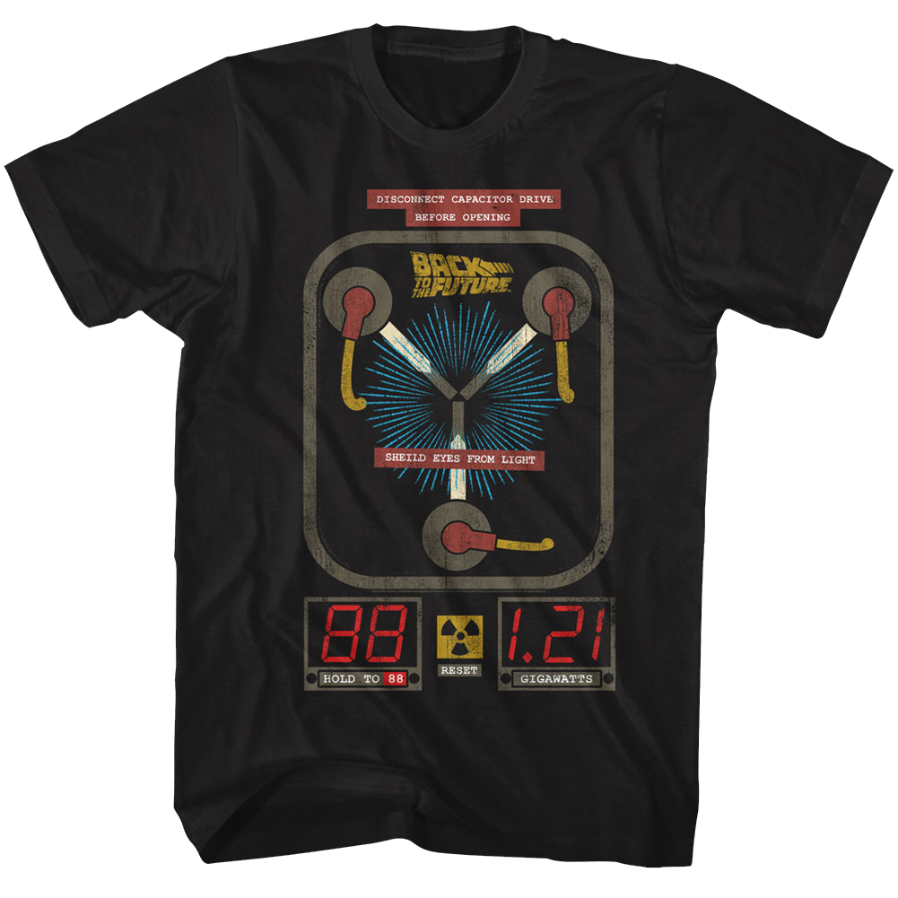 Back To The Future Mens S/S T-Shirt - Flux - Solid Black Style001 Hoodie, Sweatshirt | CiraTrend.com