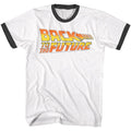 Back To The Future Mens S/S Ringer T-Shirt - Worn Logo - Solid/Solid White/Black Hoodie, Sweatshirt | CiraTrend.com