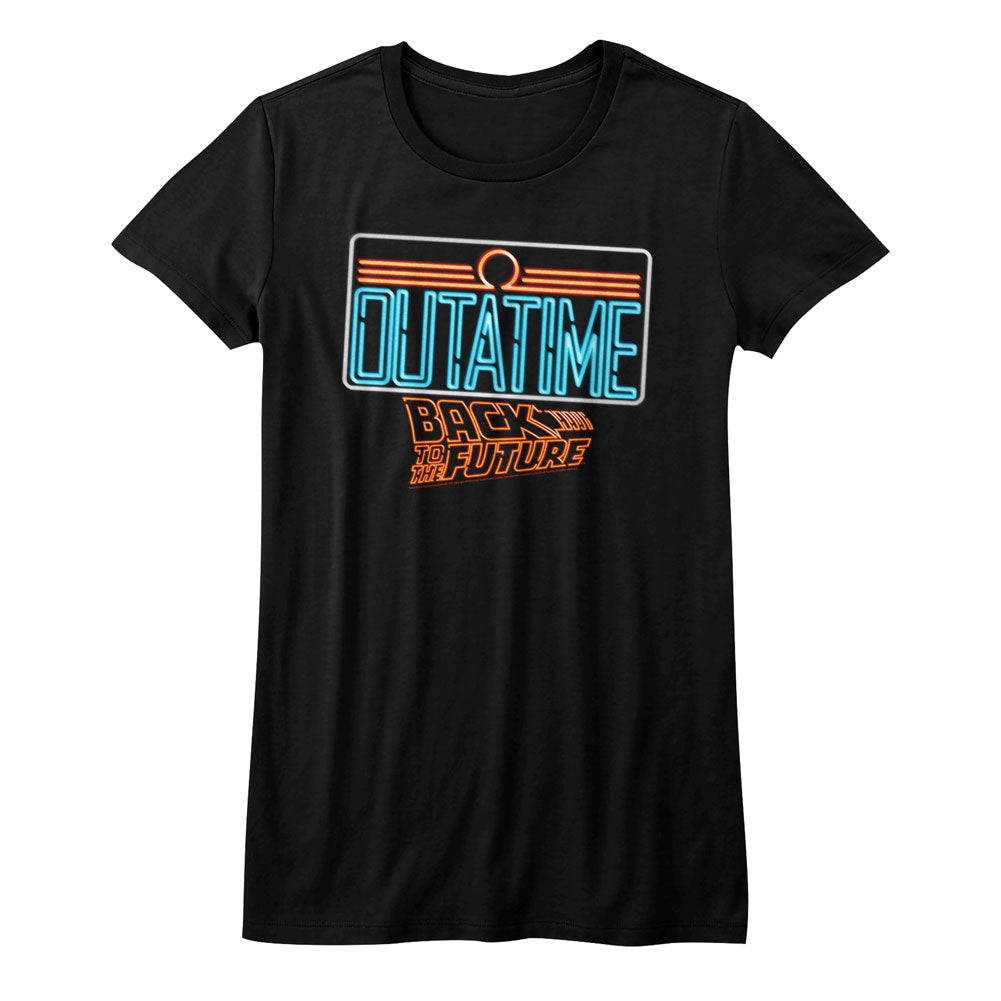 Back To The Future Girls Juniors S/S T-Shirt - Neon - Solid Black Hoodie, Sweatshirt | CiraTrend.com