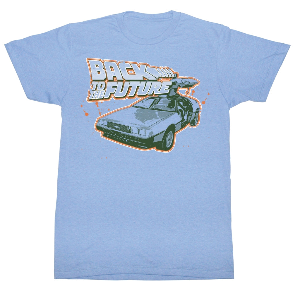 Back To The Future Mens S/S T-Shirt - Blue And Orange - Heather Light Blue Heather Hoodie, Sweatshirt | CiraTrend.com