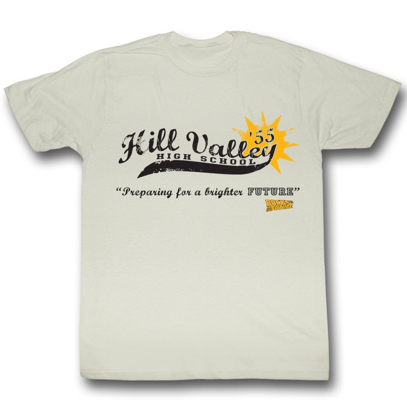 Back To The Future Mens S/S T-Shirt - Hill Valley High 55 - Solid Natural Hoodie, Sweatshirt | CiraTrend.com
