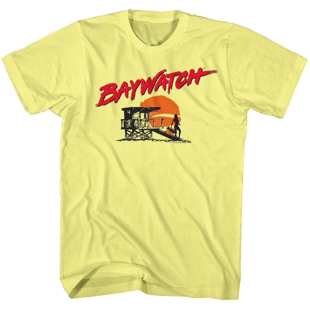 Baywatch Mens S/S T-Shirt - Silhouette - Heather Yellow Heather Hoodie, Sweatshirt | CiraTrend.com