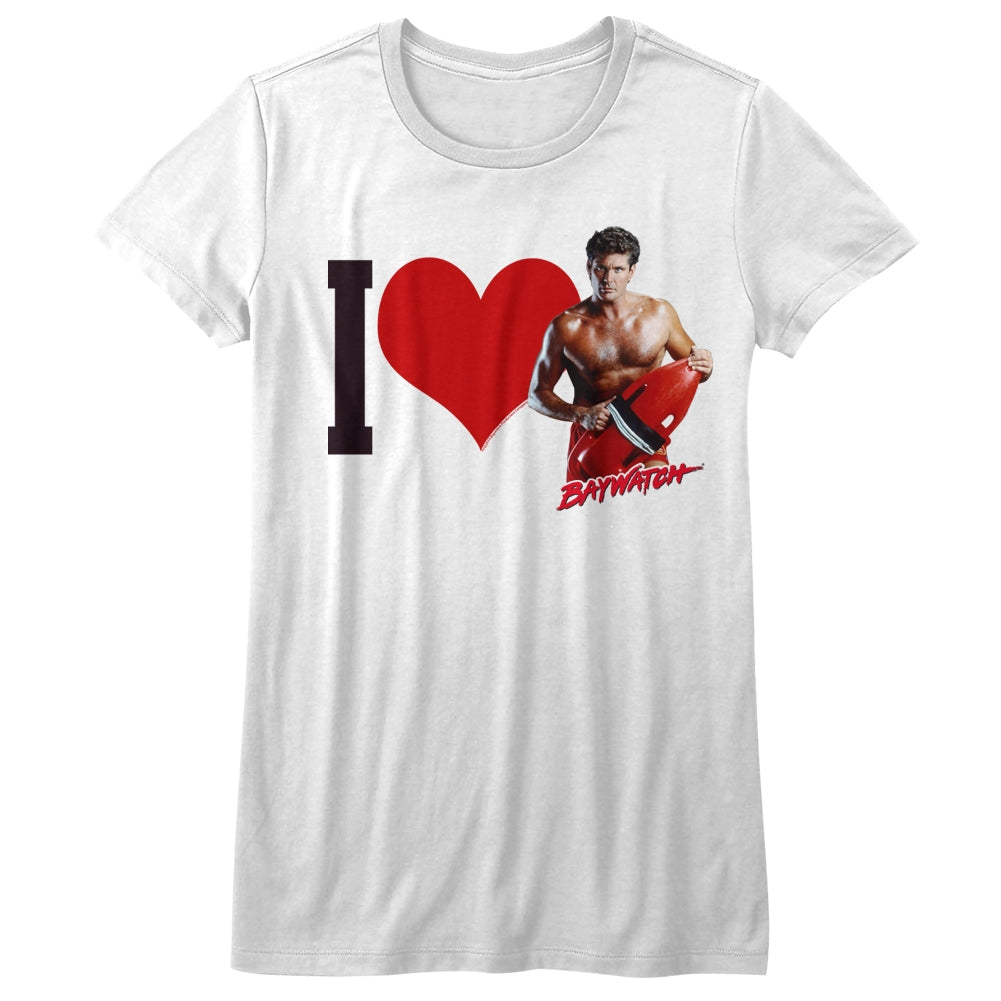 Baywatch Girls Juniors S/S T-Shirt - Hearthoff - Solid White Hoodie, Sweatshirt | CiraTrend.com