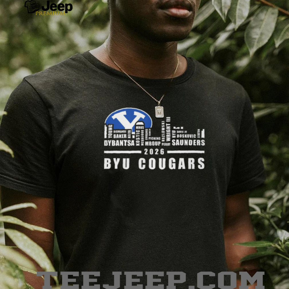 BYU Cougars 2026 Basketball Roster Skyline Logo T Shirt