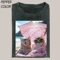 Baby in the Beach Cute moments of meow T-Shirt, Cute Cat Shirt, Cat Love Vintage Graphic Tee, Funny Cat Shirt, Women's...