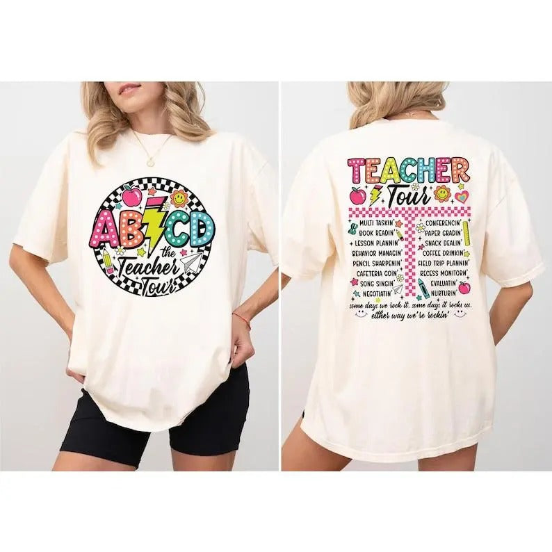 Back To School Retro Teacher Tour Shirt, ABCD Teacher Tour T-Shirt, Back To School Tee, Elementary School Teacher Shirts,...