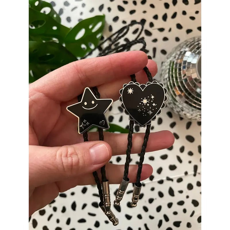 Back to Black Holiday Bolo Set with Black Heart and Black Star, jewelry necklace enamel T-Shirts, Hoodie, Sweatshirt