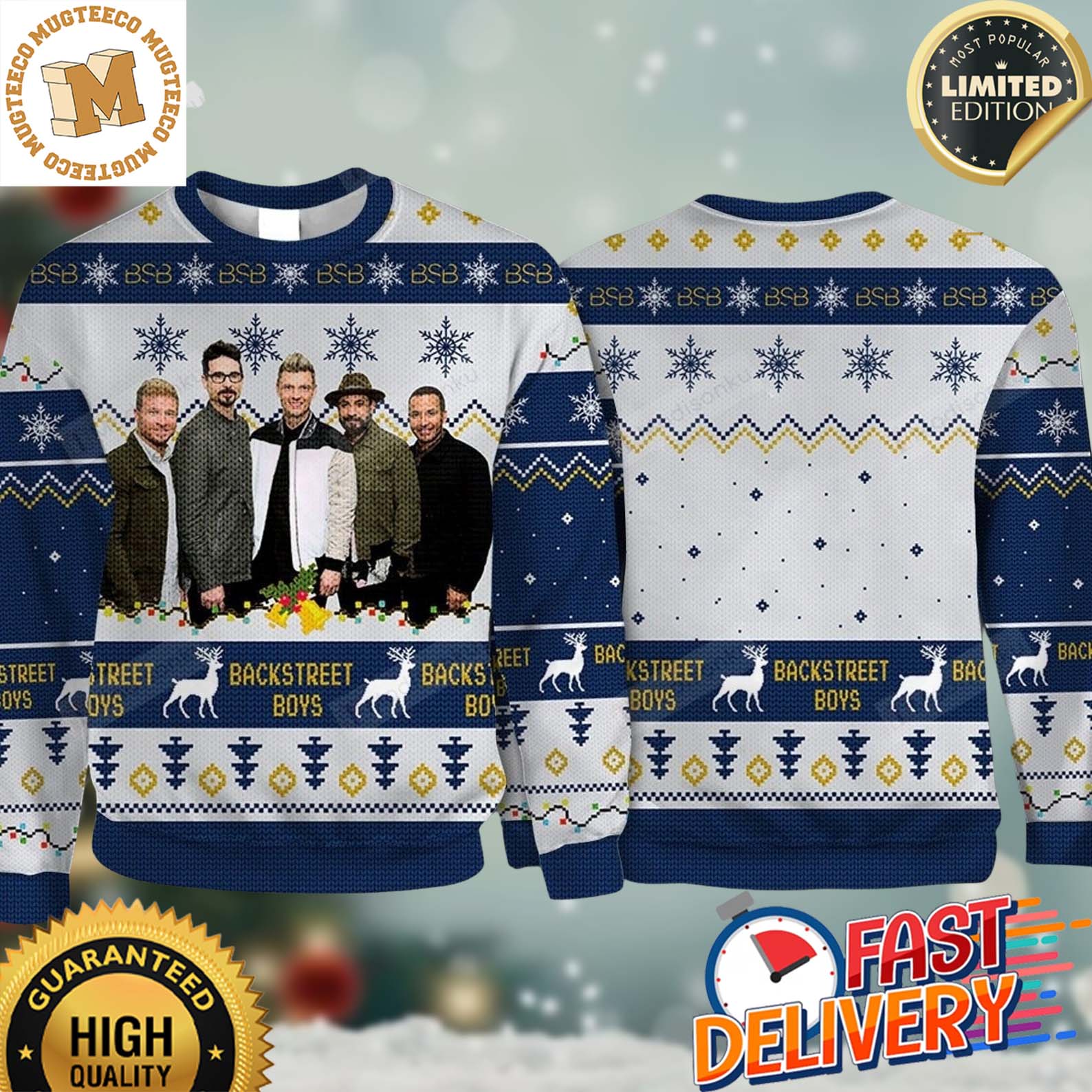 Backstreet Boys Xmas Holiday Gift Ugly Christmas Sweater
