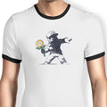 Banksy Flower - Ringer T-Shirt Hoodie, Sweatshirt | CiraTrend.com (Image 1)