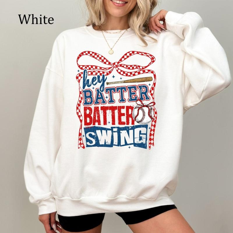 Baseball Batter Batter Swing Sweatshirt, Checkered Baseball Coquette Shirt, Game Day Outfit, Baseball Mom Shirt, Vintage...