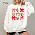 Baseball Bow Sweatshirt, Coquette Baseball Shirt, Game Day Baseball Top, Trendy Mama Sweatshirt, Cute Baseball Graphic...