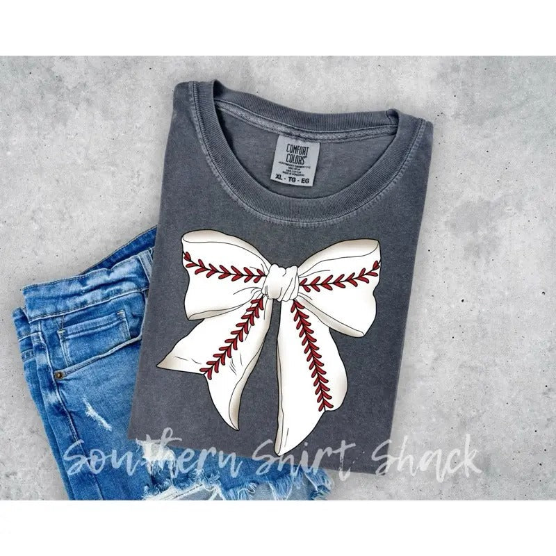 Baseball Bow t shirt |  comfort colors shirt | baseball season t shirt Hoodie, Sweatshirt | CiraTrend.com