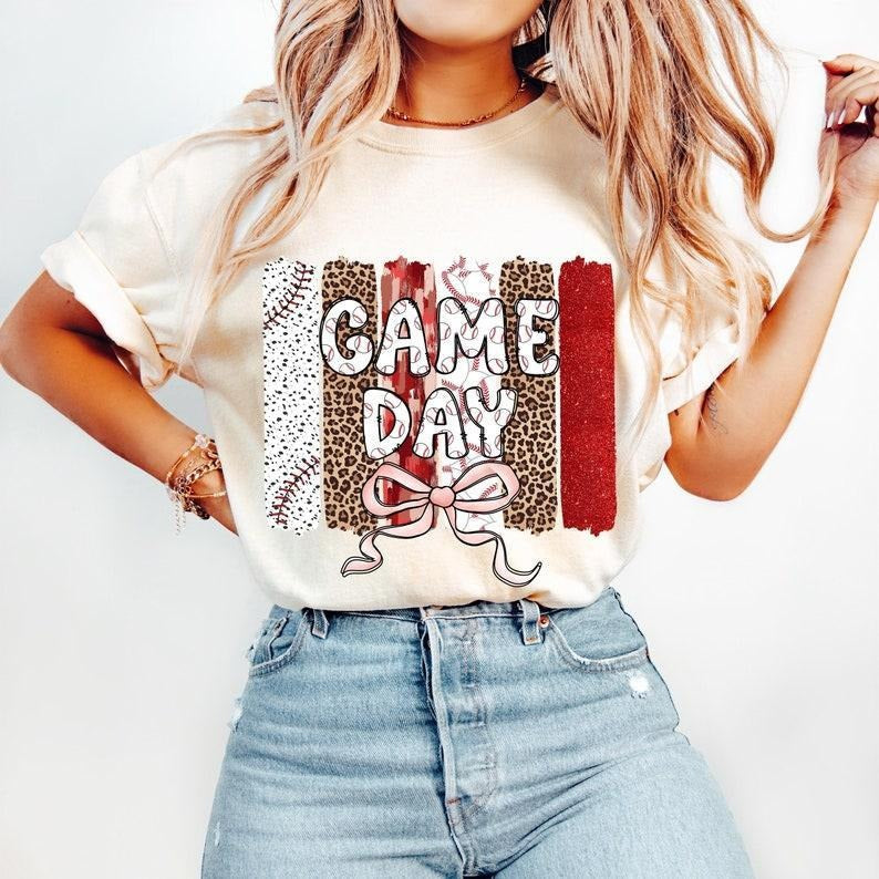 Baseball Coquette Tshirt-sweatshirt-hoodie, Retro Baseball Bow sweatshirt, Game Day , Leopard Baseball Mama tshirt,...