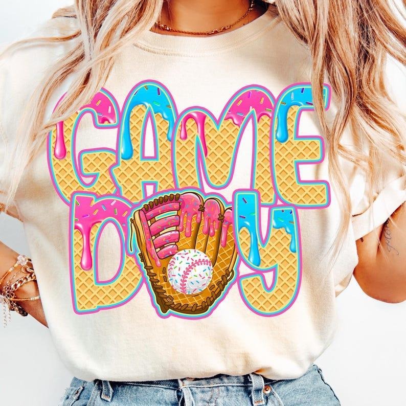 Baseball Ice Cream Print Shirt, Vintage Sport Mom Tee tshirt, Unique Game Day Look tshirt, favorite shirts Hoodie, Sweatshirt