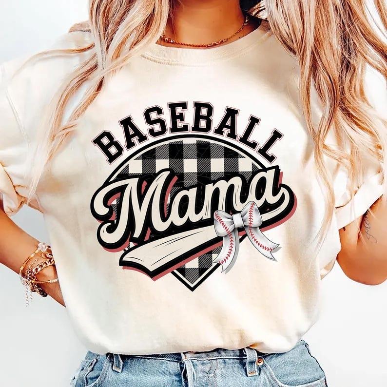 Baseball Mama, Checkered Design, Distressed Baseball, Coquette Bow T-shirt Hoodie, Sweatshirt | CiraTrend.com