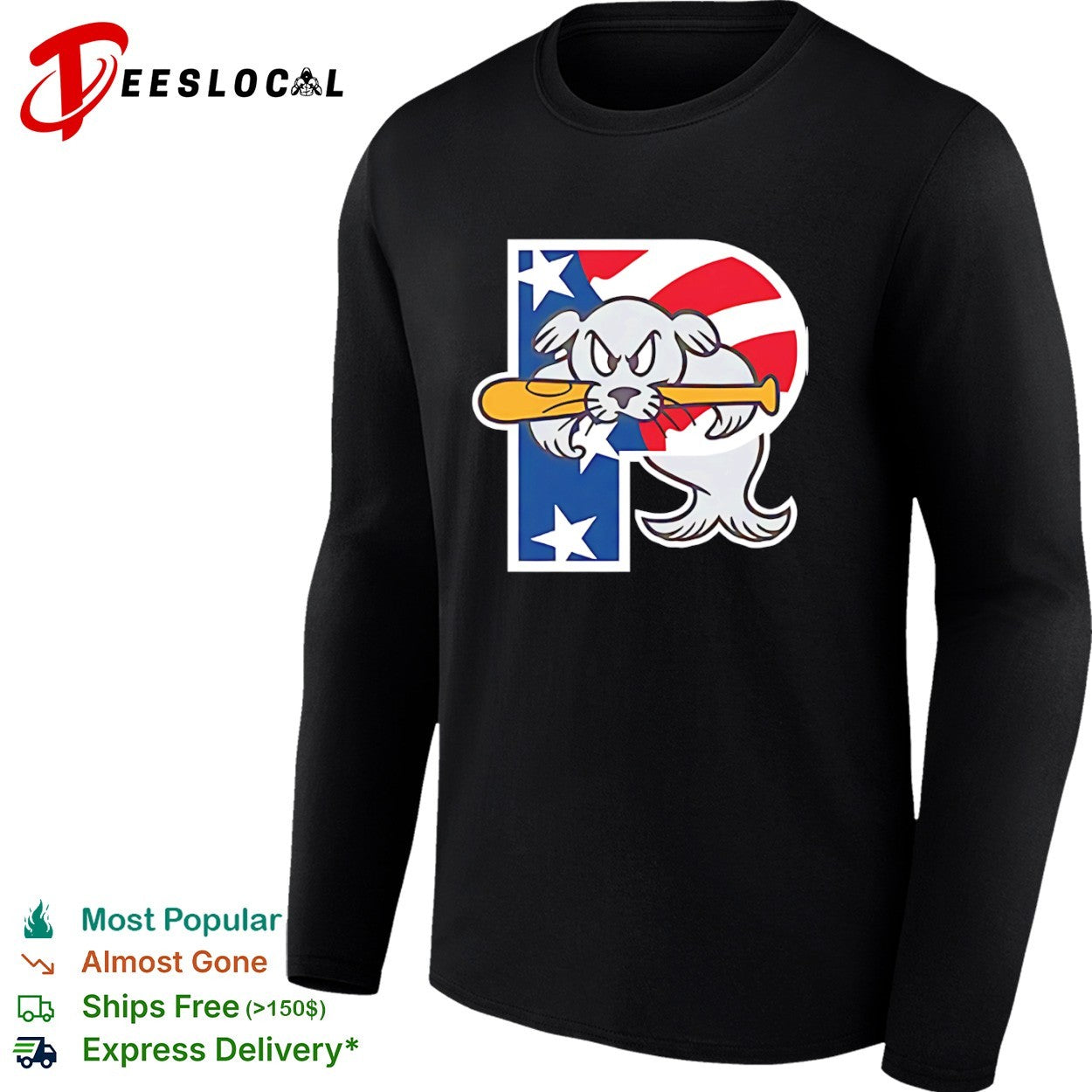 Baseball seal mascot patriotic P letter logo shirt